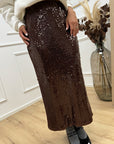 Gonna midi in paillettes moro elasticizzata - Tensione In