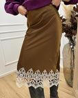 Gonna taglio sbieco con pizzo - HaveOne