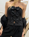Top a fascia nero con fiocchi - Kontatto