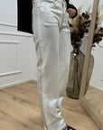 Jeans spalmato argento straight fit - Glamorous
