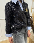 Maglia polo in paillettes con colletto - Tensione In