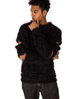 Felpa in pelo con zip sulle braccia