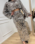 Gonna tulle grigio con maxi paillettes argento - HaveOne