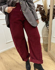 Pantaloni Barbara bordeaux millerighe balloon fit - HaveOne