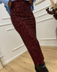 Gonna midi in paillettes borgogna - SoAllure