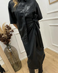 Camicia nera mezza manica in ecopelle - Glamorous