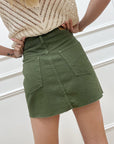 Gonna mini in bull denim militare