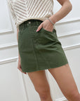Gonna mini in bull denim militare
