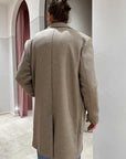 Cappotto beige in panno monopetto