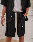 Set coordinato nero camicia e bermuda cargo - Nut