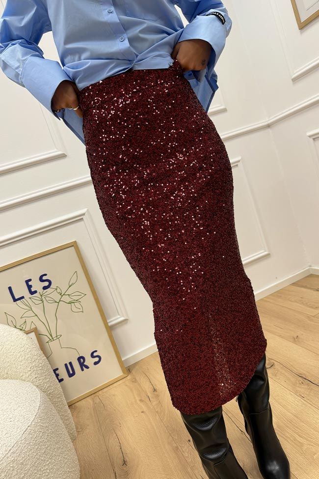 Maglioni Soallure Gonna Midi In Paillettes Borgogna SoAllure