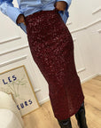 Gonna midi in paillettes borgogna - SoAllure