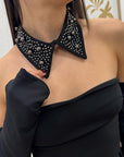 Top a fascia nero con colletto e manicotti - HaveOne