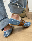 Ballerine in denim con rotture