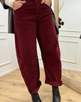 Pantaloni Barbara bordeaux millerighe balloon fit - HaveOne