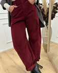 Pantaloni Barbara bordeaux millerighe balloon fit - HaveOne
