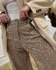 Pantaloni Giusy in paillettes beige - Tensione In