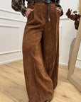 Pantaloni palazzo bruciato in velluto millerighe - HaveOne