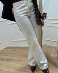 Jeans spalmato argento straight fit - Glamorous
