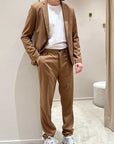 Pantalone chino mélange blu con pinces