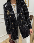 Giacca doppiopetto blu navy in paillettes - Tensione In