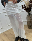 Gonna bianca in paillettes trasparente - Glamorous