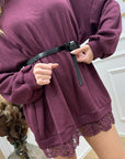 Vestito over vino in felpa e pizzo - HaveOne