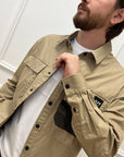 Giacca camicia sabbia con tasca in mesh