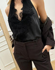 Top scollo halter nero con pizzo - HaveOne