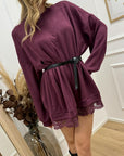 Vestito over vino in felpa e pizzo - HaveOne