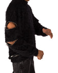 Felpa in pelo con zip sulle braccia
