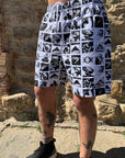 Pantaloncini corti bianchi con stampe nere