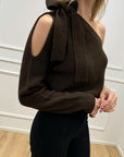 Maglia moro monospalla con fiocco - HaveOne