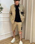 Giacca camicia sabbia con tasca in mesh