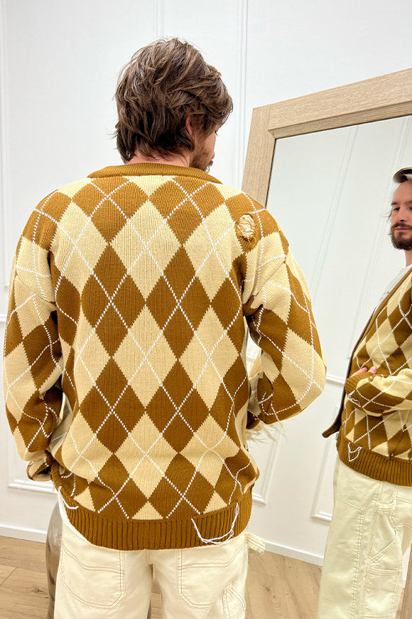 Cardigan cammello a rombi in maglia – Calibro Shop Market