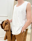 Canotta bianca oversize con logo in tono gommato