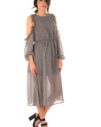 Vestito a quadretti con spalle scoperte