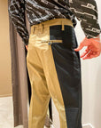 Pantalone beige banda larga nera