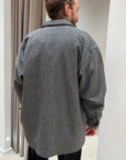 Giacca camicia pied de poule in misto lana