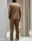 Pantalone chino mélange blu con pinces