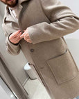 Cappotto beige in panno monopetto