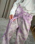 Jeans "Coco" tie dye lilla loose fit