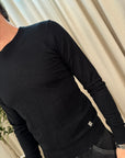 Maglia basica nera girocollo