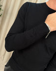 Maglia basica nera girocollo