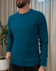 Maglione petrolio basico misto lana
