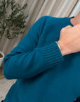 Maglione petrolio basico misto lana