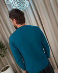Maglione petrolio basico misto lana