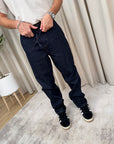 Jeans lavaggio scuro con coulisse e tasca america