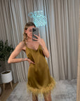 Vestito Plume mini olio con piume