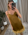 Vestito Plume mini olio con piume